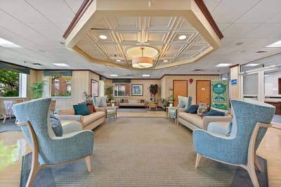 Bright common area with comfortable seating