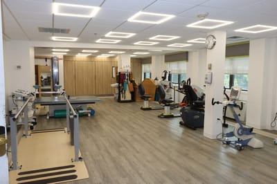 Rehabilitation gym with various exercise equipment
