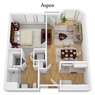 Floor plan of a one-bedroom apartment