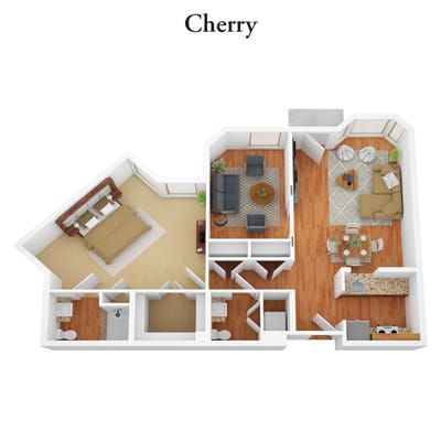 Architectural floor plan layout of a resident unit