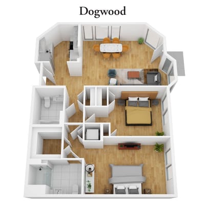 Architectural floor plan of a unit named Dogwood