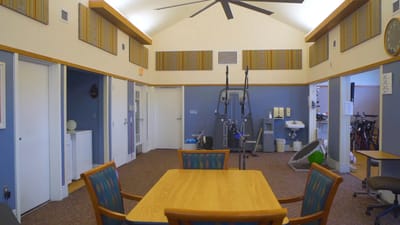 Interior view of a fitness area with exercise equipment
