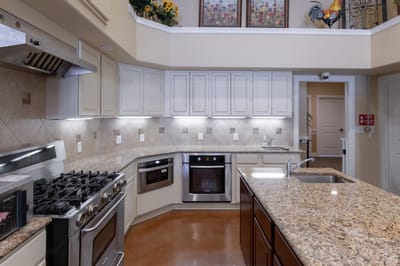 Modern kitchen interior with granite countertops
