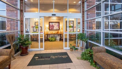 Entrance area of Mesa Springs Retirement Village with seating