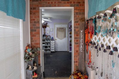 Welcoming entrance to a colorful common area