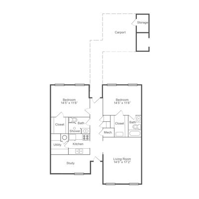 Architectural floor plan of a residential unit