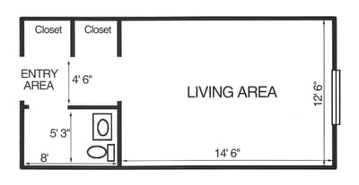 Architectural floor plan of a living area