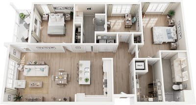 Layout of a modern assisted living apartment