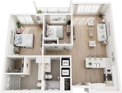 Architectural floor plan of a residential unit