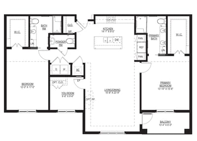 Architectural floor plan of a residential unit
