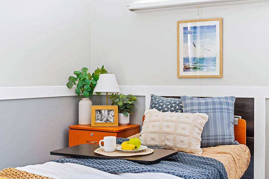 Cozy resident room with a view and snacks