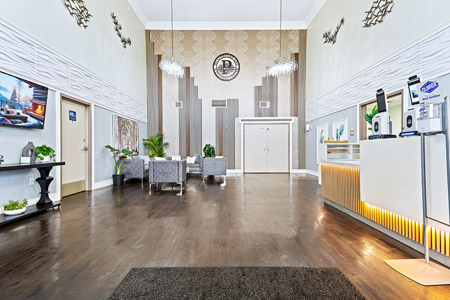 Elegant lobby area with seating and decor