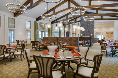Dining area with elegant decor and table settings