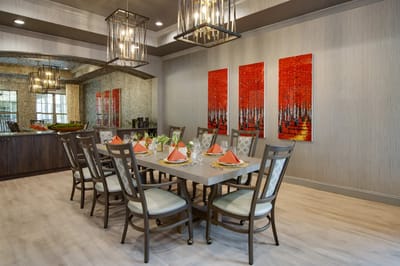 Well-decorated dining room with elegant table settings