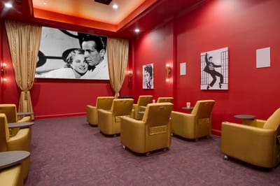 Cozy movie theater with comfortable seating
