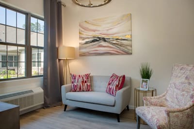 Comfortable common area with seating and decor