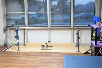 Rehabilitation equipment in a therapy room