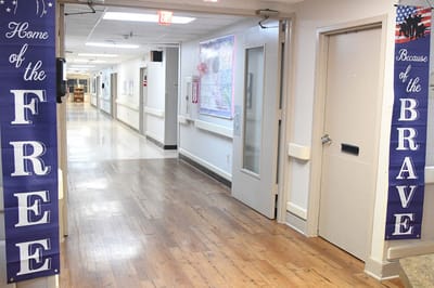 Interior hallway with motivational banners