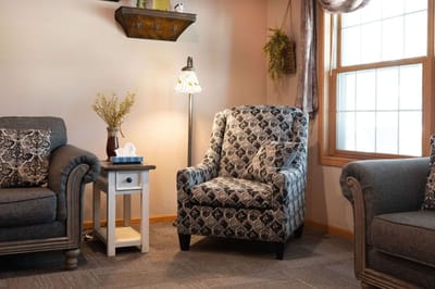 Comfortable seating in a cozy common area
