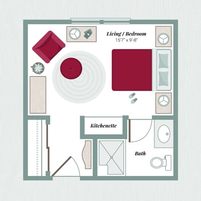Architectural floor plan of a resident unit