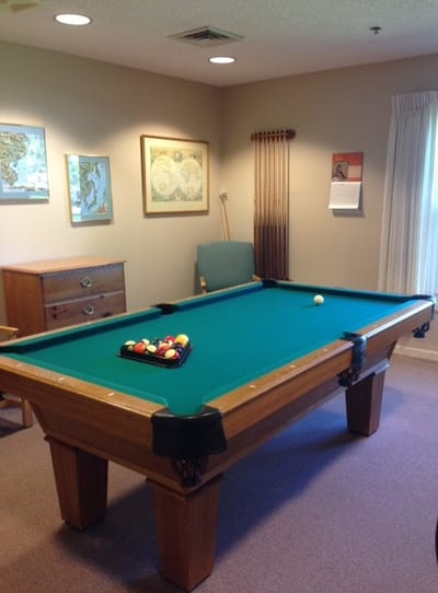 Pool table in a common area