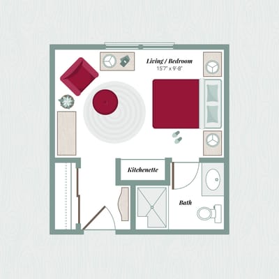 Architectural floor plan of a resident unit
