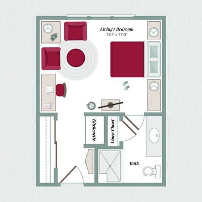 Architectural floor plan of a living space