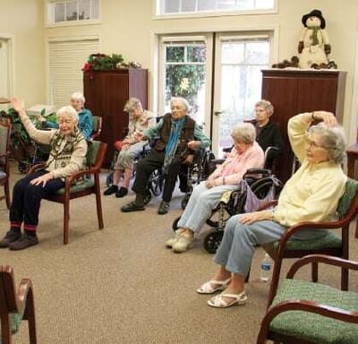 Residents engaged in an activity in a common area