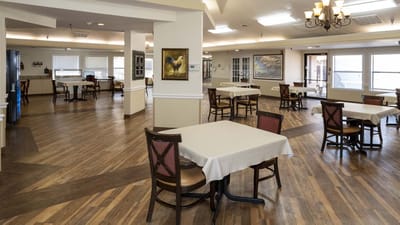 Dining area with tables and chairs