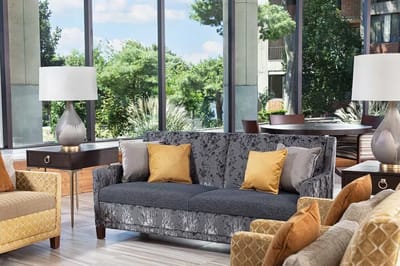 Bright common area with stylish seating.