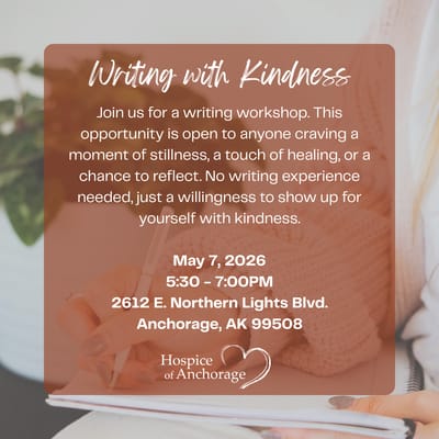 Promotion for a writing workshop event at a senior care facility.