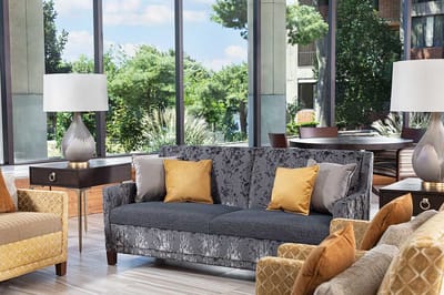 Bright, modern common area with seating