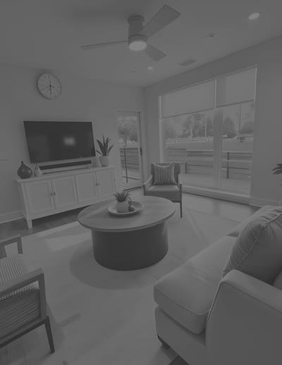 Bright common area with modern furniture