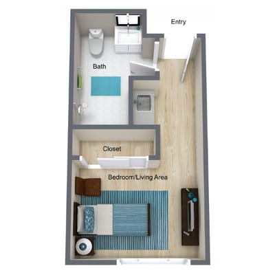Floor plan of a resident room layout