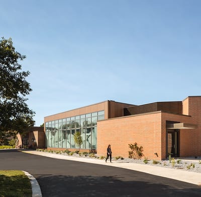 Exterior view of a modern assisted living building