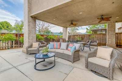 Outdoor lounge area with comfortable seating