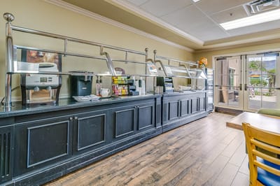 Dining area with food service options.