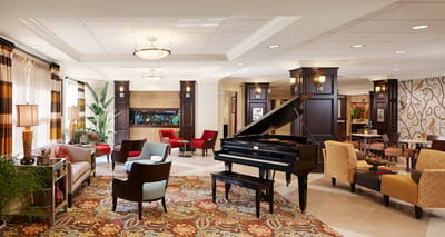 Interior view of a warm and inviting common area