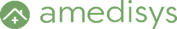 Amedisys logo with a house and cross symbol