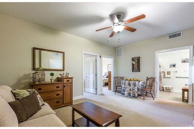 Cozy interior of a resident room with furnishings