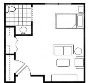 Simplified floor plan of a living space