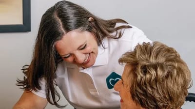 Staff member interacting with a resident