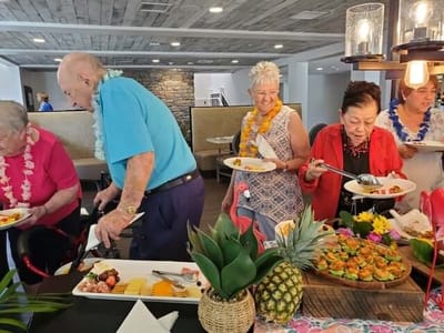 Residents enjoying a festive meal together