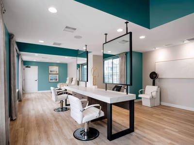 Interior view of a bright salon area