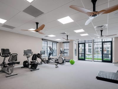 Interior view of a fitness area with equipment
