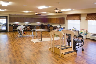 Rehabilitation equipment in an activity room