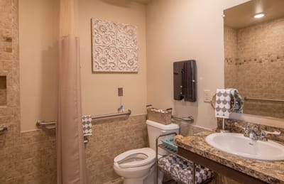 Modern bathroom in a senior living facility