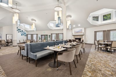 Dining area with elegant table settings