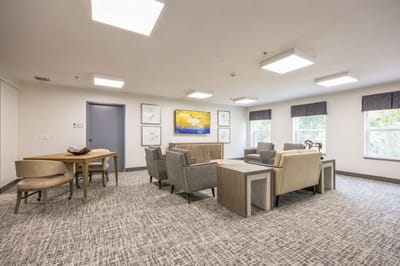 Cozy common area with seating and television