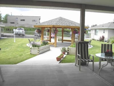 Outdoor gazebo area in the facility garden